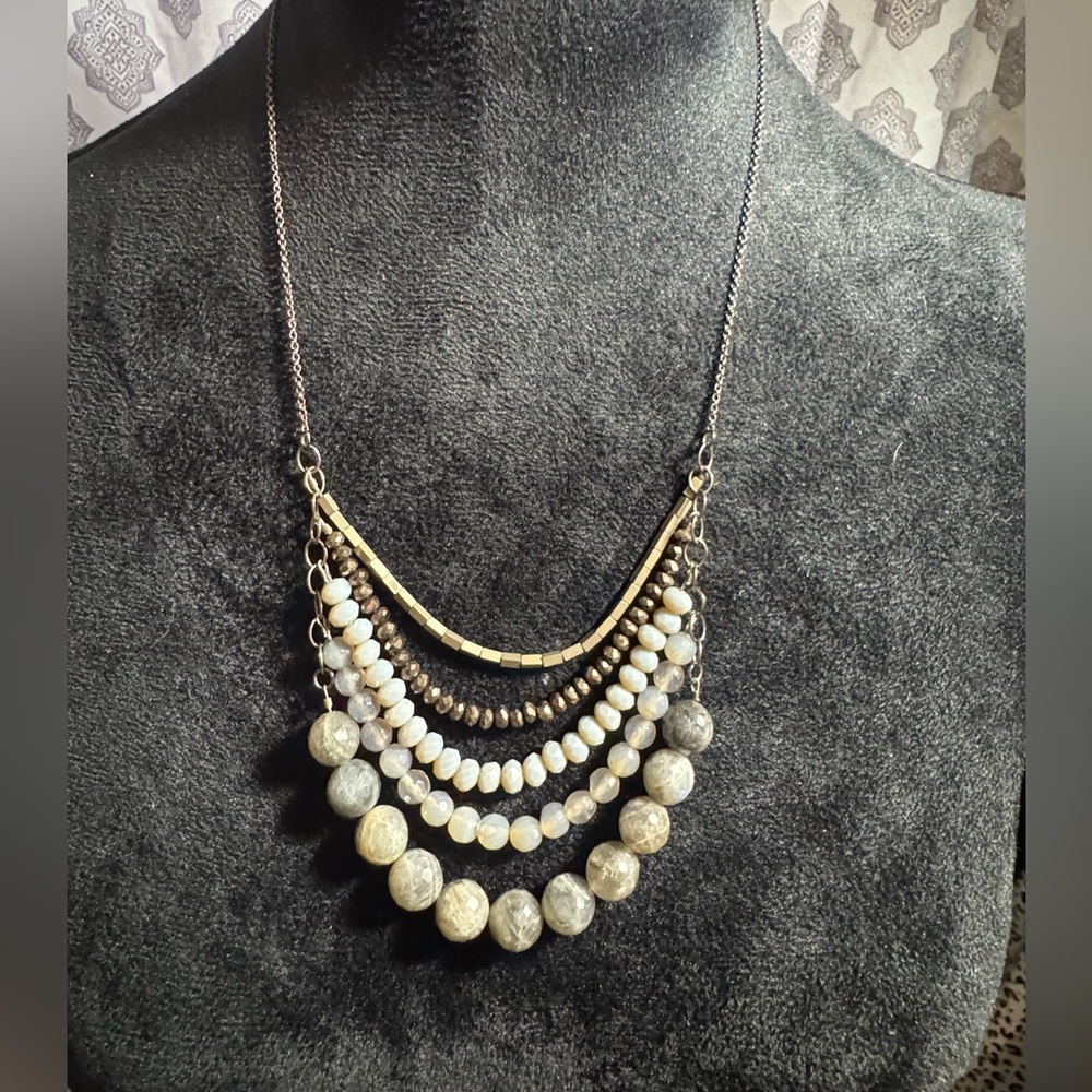 Handcrafted Labradorite Beaded Necklace Adjustable 20–24”Giftable